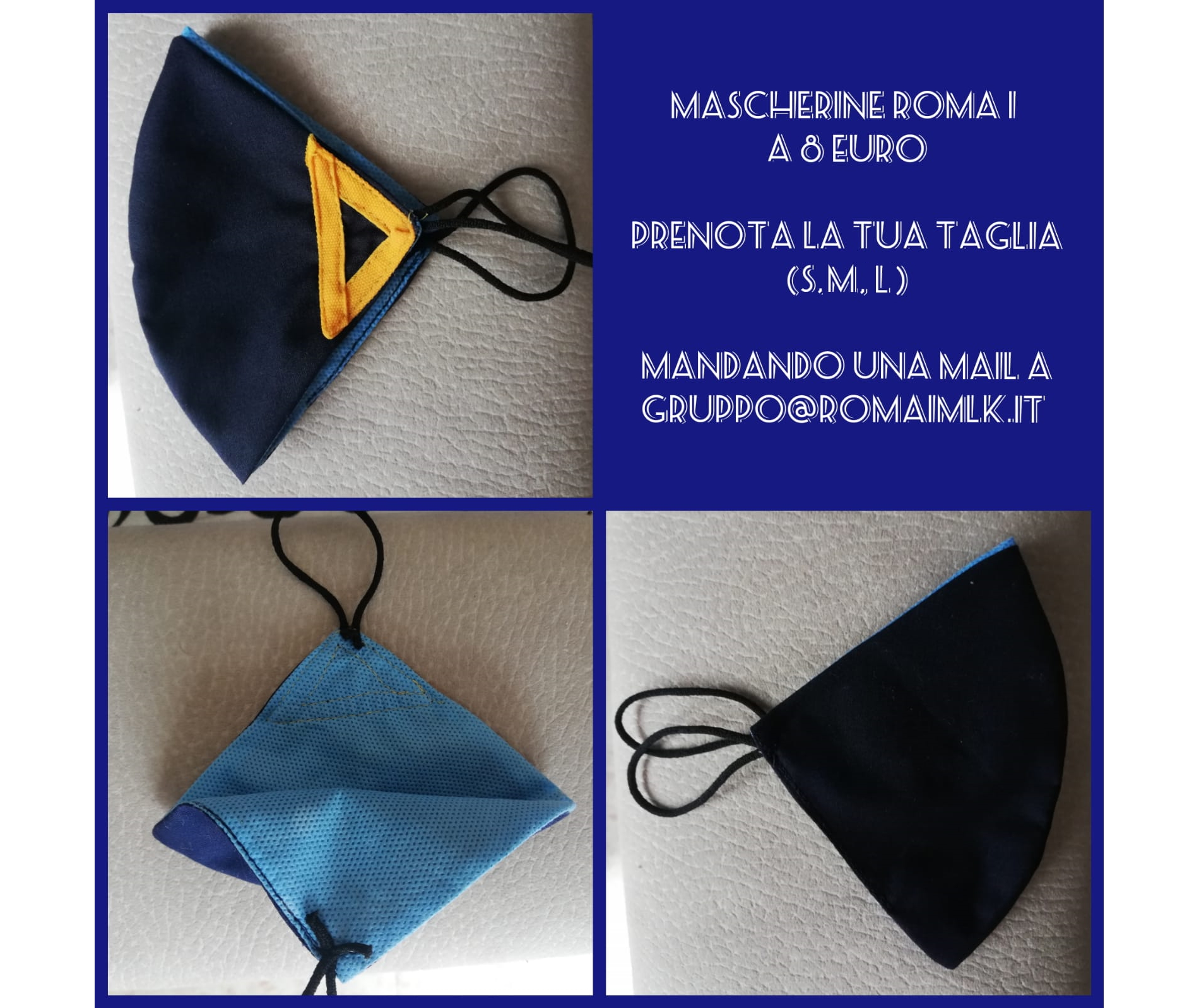 La Official mask del Rm1° - Cotone 100% esterno e tnt dentro (tessuto non tessuto: materiale filtrante)... Possono essere lavate in lavatrice, ma non stirate perché il tnt si attacca al ferro!
